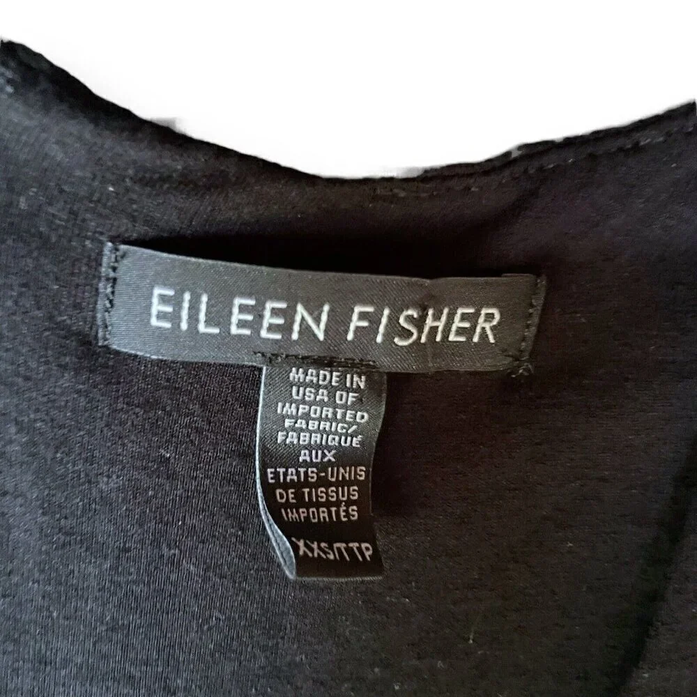 Eileen Fisher Womens Jumpsuit XXS Black Stretch V-neck Wide Leg Crop Minimalist